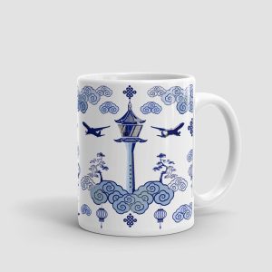 Air Traffic Control Tower Blue-and-White - Mug